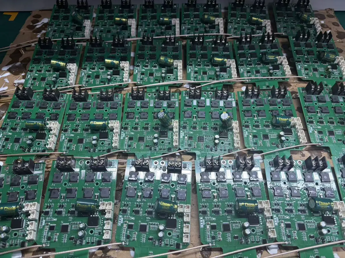 Finished electronic control boards prepared for inspection